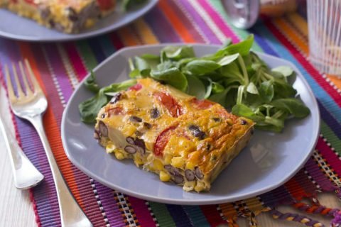 Omelette façon tortilla aux tomates, maïs et haricots rouges