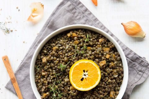 Risotto de lentilles vertes à l’orange