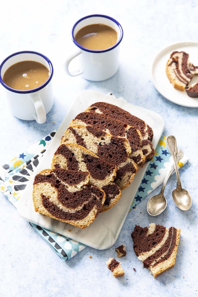 Cake marbré vegan chocolat vanille