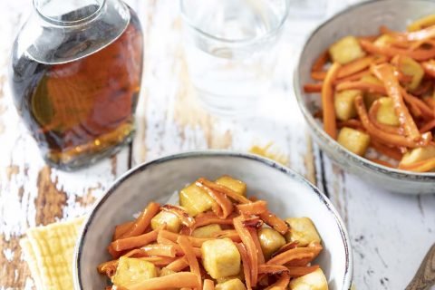 Tofu caramélisé au sirop d’érable